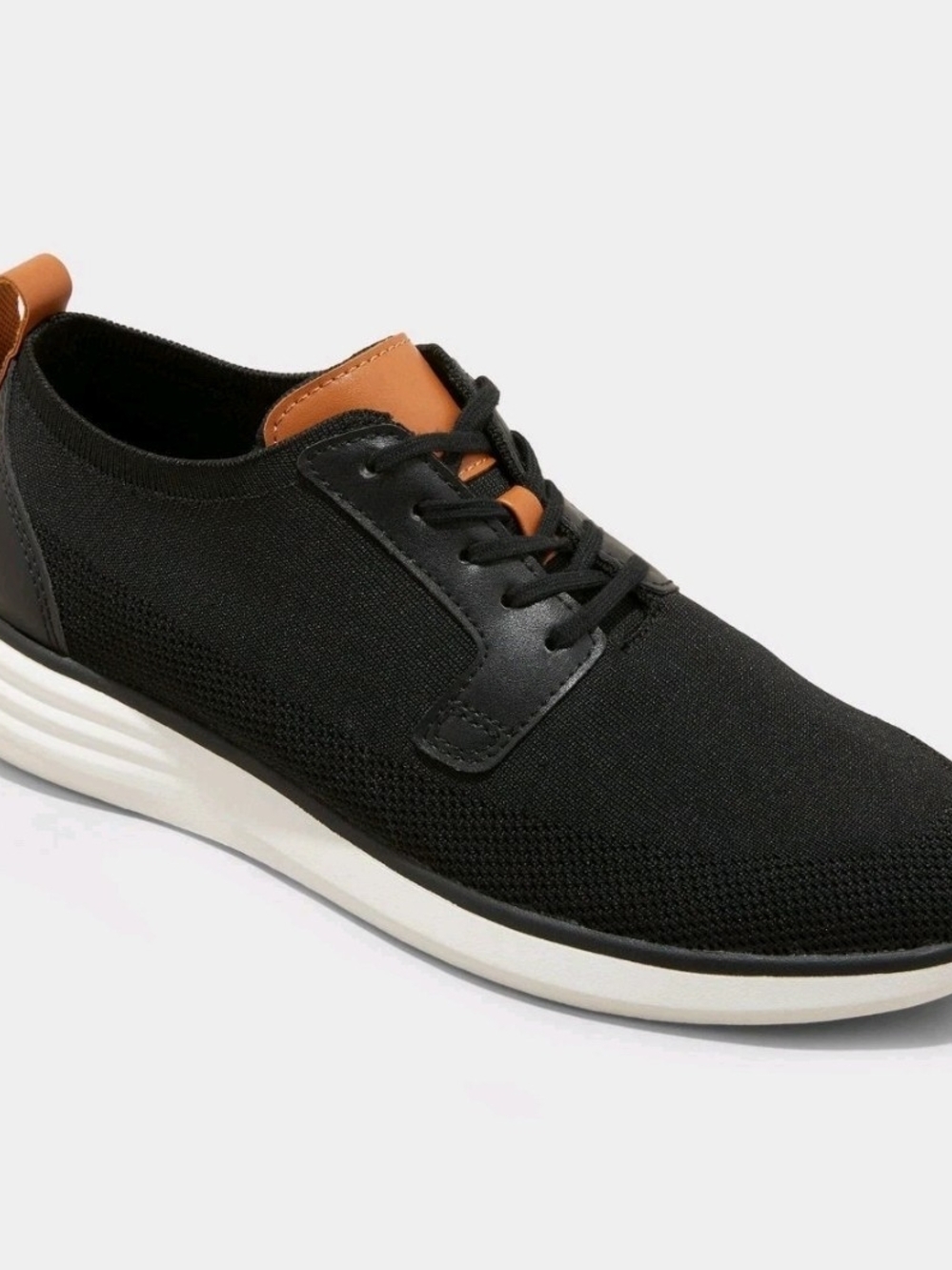 Men's Zeke Black Knit Lace-Up Sneaker with Brown Accent